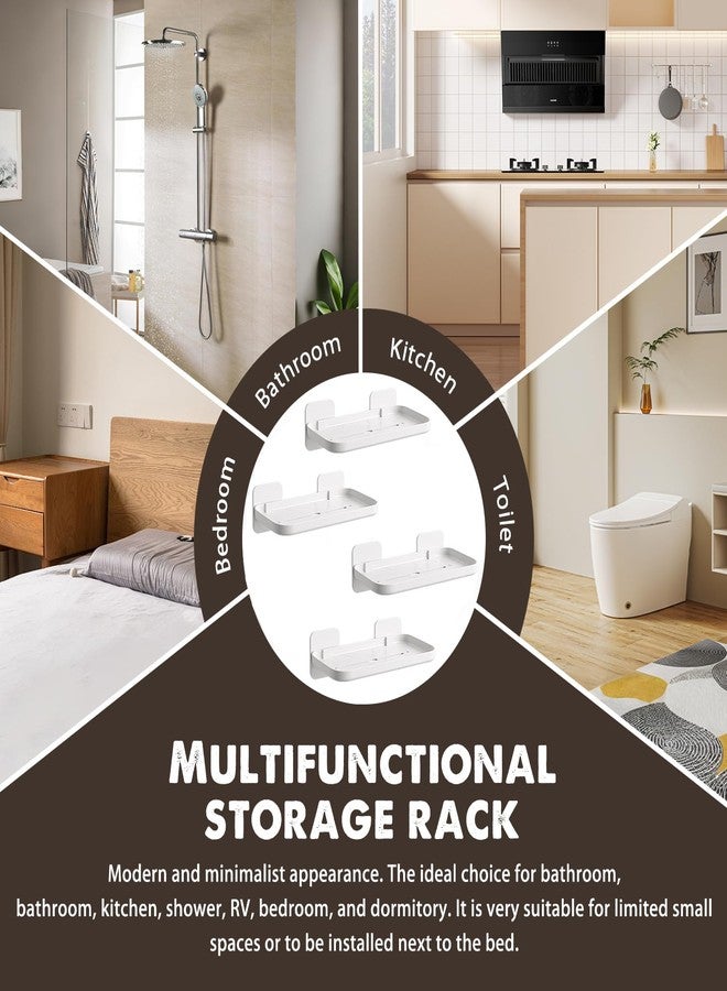 NGETC 4 Pack Floating Shelves for Wall, Self Adhesive Small Shelf, No Drill Adhesive Wall Shelf, Floating Shelves Damage-Free Expand Walls Space for Living Room Kitchen Bathroom (White) - Image 4